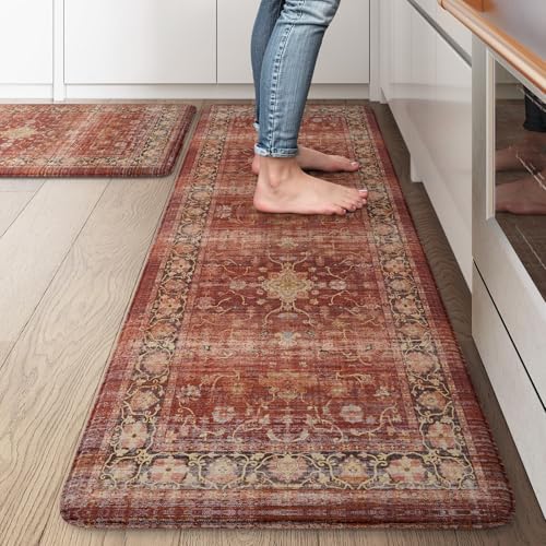 LEEVAN Vintage Floral Kitchen Floor Mats