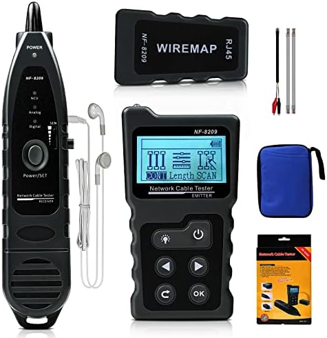 KOLSOL Network Cable Tester,Network Cable Wire Tracker for Cat5/Cat6, NF-8209 PoE Tester with NVC/LCD LAN Cable
