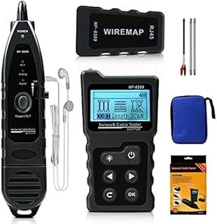 KOLSOL Network Cable Tester,Network Cable Wire Tracker for Cat5/Cat6, NF-8209 PoE Tester with NVC/LCD LAN Cable