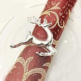 DoBThing Napkin Rings Set of 6 Silver Set of 6 Napkin Rings Christmas, Holidays, Thanksgiving (Deer-