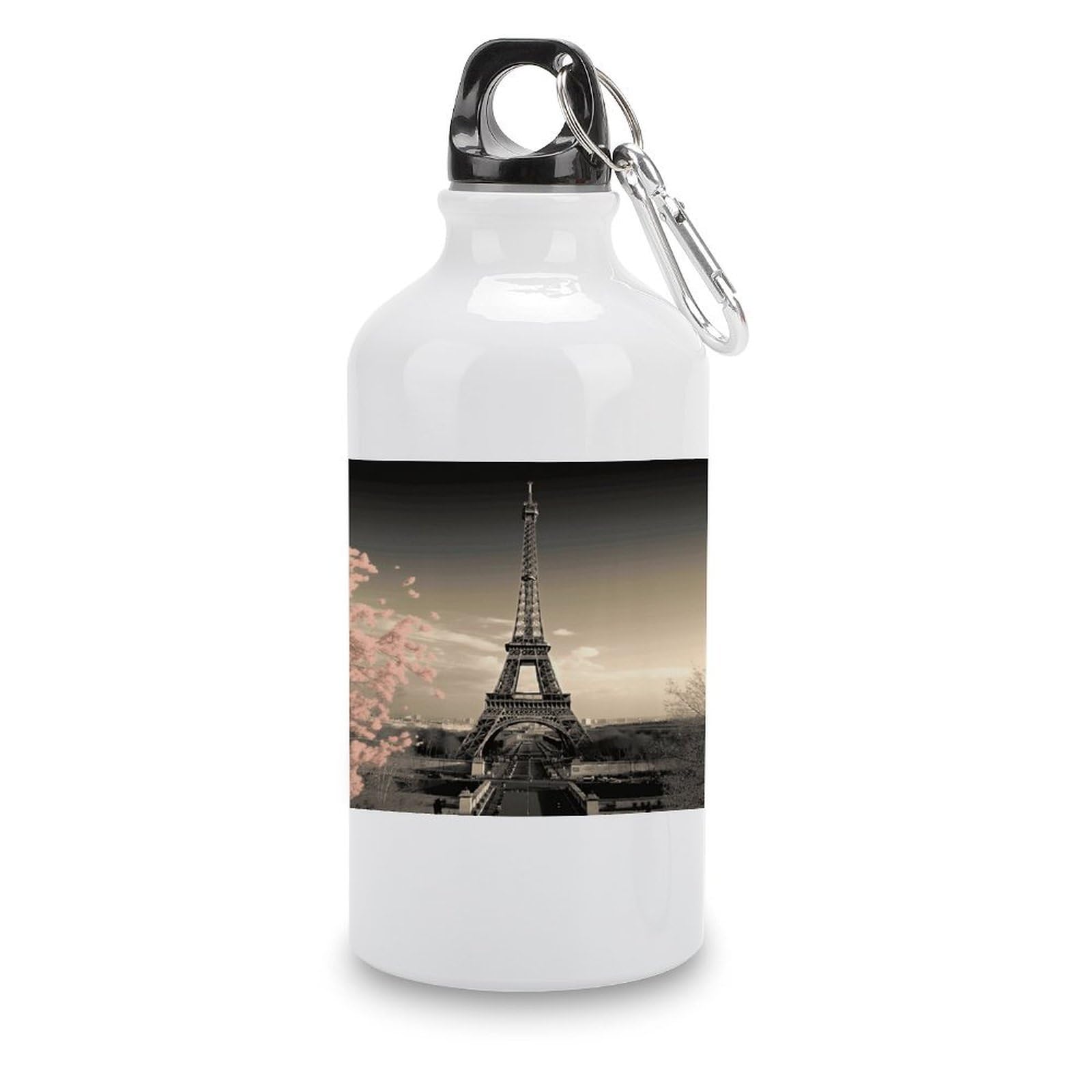 VstaDank Paris Tower Water Bottles Aluminum Sports Water Bottle with Lid&Hook Buckle Fashion Vacuum Insulated Water Bottles Hydration Flask Leak Proof Tumbler Keep Cold&Hot