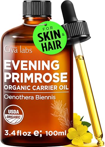 Gya Labs USDA Organic Evening Primrose Oil - 3.4 Fl Oz - Carrier Oil for Hair, Skin, Face, Scalp & Body Massage
