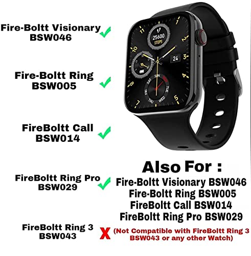Image of YODI New Edition Soft Silicone Sport Strap Band for Fire-Boltt Ring BSW005, FireBoltt Ring Pro BSW029, CrossBeats Ignite Cube /Surge /S5 /S4 /S3 /S4 Max Smartwatch (Watch Not Included) (BLACK-GREY)