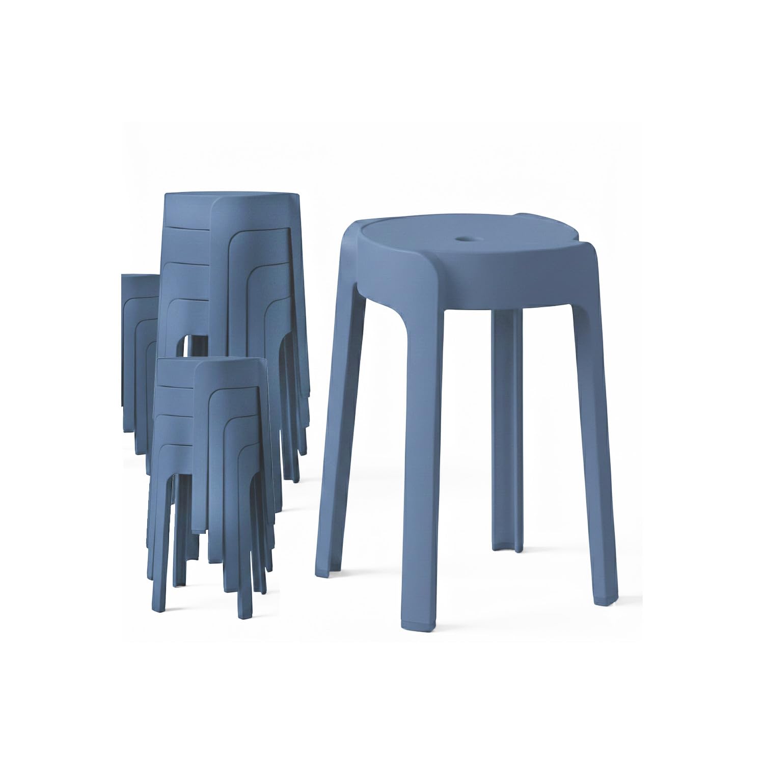 BM Home Tabourets Gigognes empilables en Plastique Bleu Foncé pour Maison Salle de Classe Cuisine Jardin