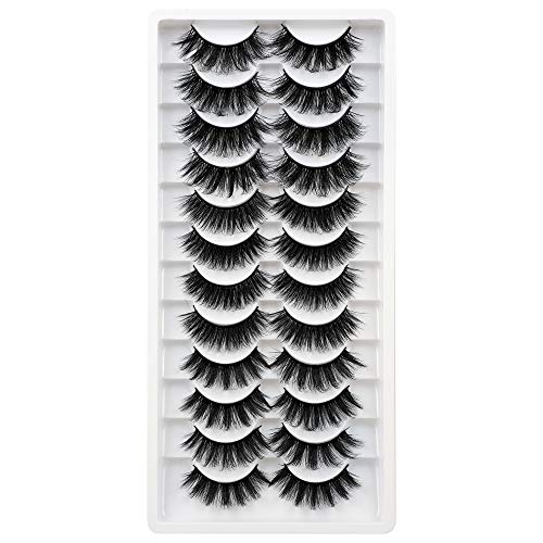 Pawotence False Eyelashes Dramatic Long Full Thick Faux Mink Lashes Pack 12 Pairs 3 Styles Mixed Soft Lightweight Reusable Handmade Fake Eyelashes Pack