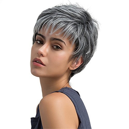 Panda Hair Ombre Color Short Straight Heat Resistant Synthetic Wigs for Women Cosplay Party Use Halloween Wig