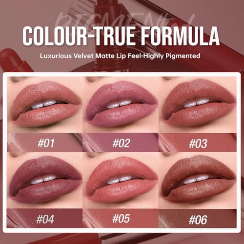 Image of Rose Pink Matte Lipstick, Creamy Velvet Lip Color, One Swipe High Pigment, Long Lasting Non Drying Lightweight Formula, Portable Travel Size for Daily Wear Natural & Soft Glam Makeup 01