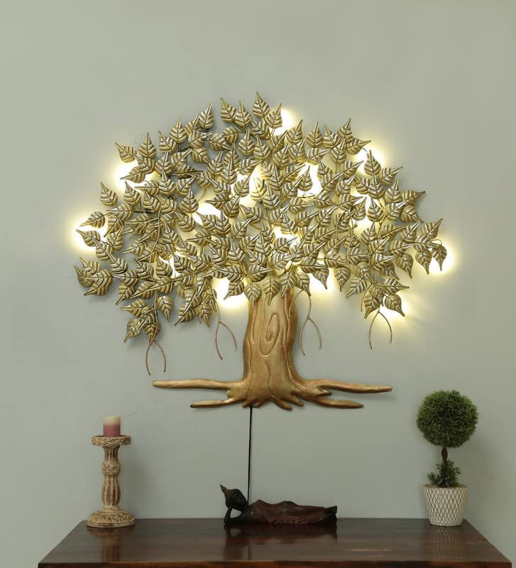 Image of AntarYuga Metal Iron Urban Tree Decor Decorative Wall Art /Sculpture for Home Living Room /Bedroom /Office (37X3X44 Inches)