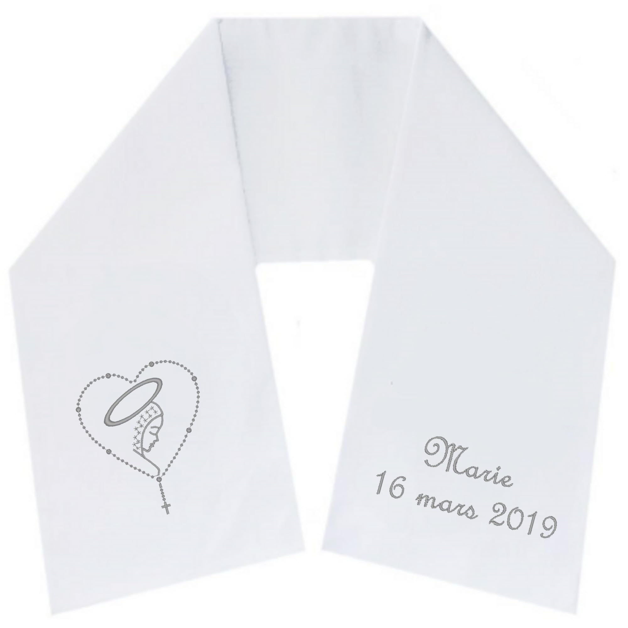 Générique Écharpe de Baptême Personnalisée Brodée avec Prénom et Date - 100 Modèles - Cadeau Bébé en Coton - Merveilleux Souvenir