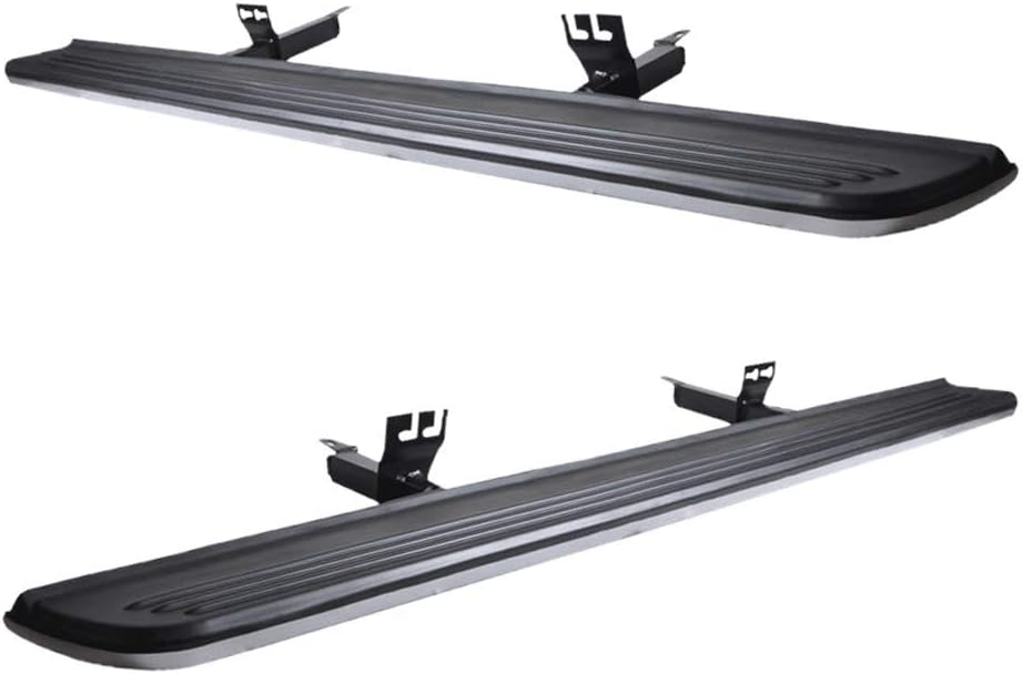 Running Board Compatible with 2003-2012 Land Rover Range Rover (NOT FIT Sport), Factory Style Brushed Silver Rubber Black Side Step Bars Extensions by IKON MOTORSPORTS, 2004 2005 2006 2007 2008 2009