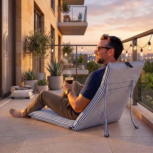 Image of Karenhi Folding Floor Chair with Back Support Adjustable Floor Chair Portable Ground Seating for Adults Padded Sleeper Bed Couch Recliner Gaming Meditation Living Room (Deep Blue)