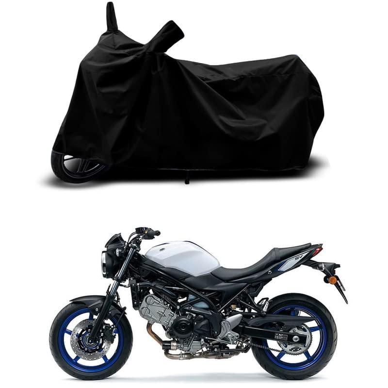 Image of 100% Scratchproof /UV-Rays /Heat Protection /Birds Dropping /Water Resistant /Dust Proof /Waterproof /Full Bike Scooty Two Wheeler Body Cover Compatible for Suzuki SV650 All Varients[Black]