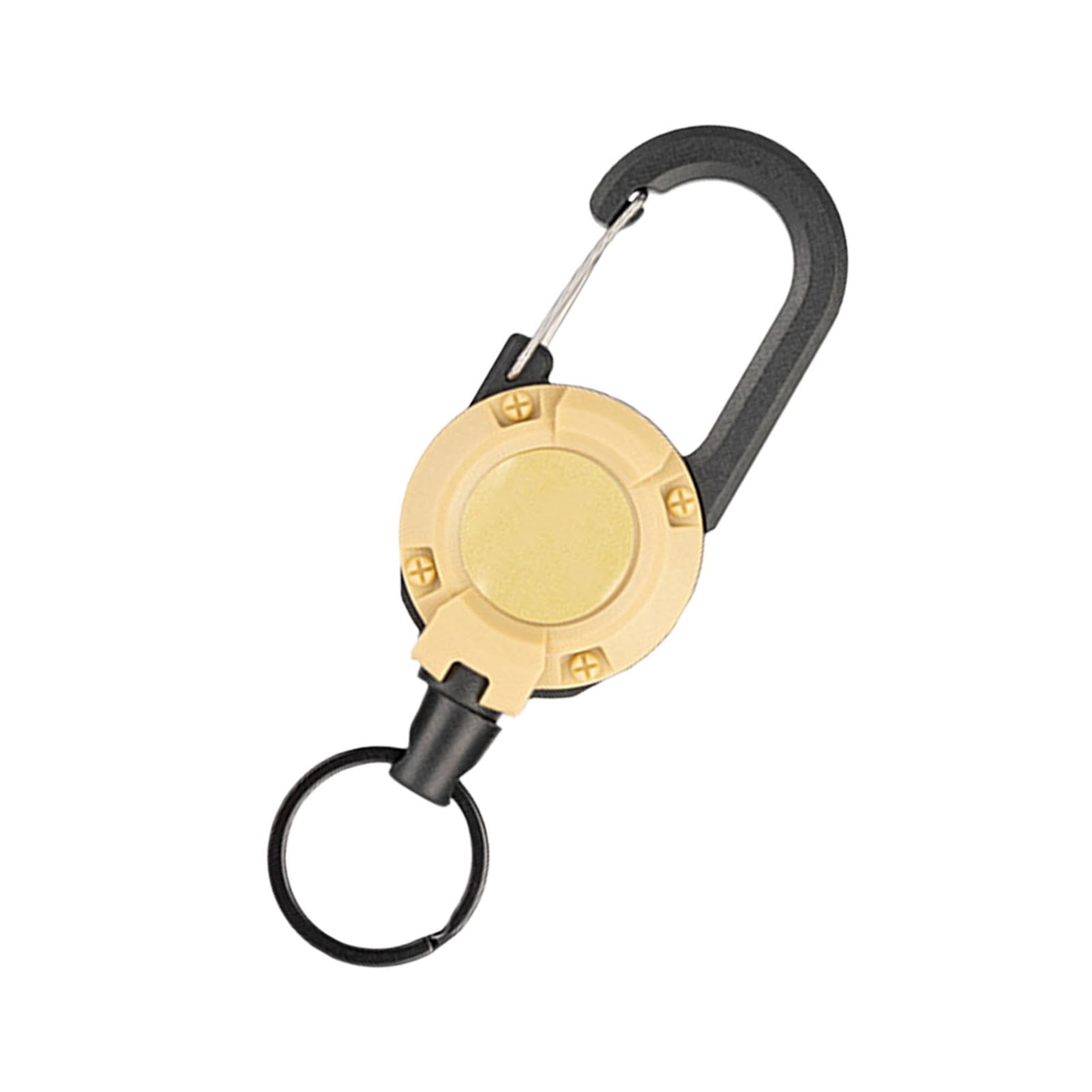 Portachiavi Retrattile Pullther Con Moschettone E Clip - Cavo In Acciaio 80 Cm, Portata 250g - Girevole 360° - Nero - 2
