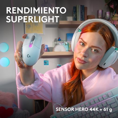 Ratón inalámbrico Logitech G305 X blanco con RGB LIGHTSYNC recargable y 6 botones programables 3