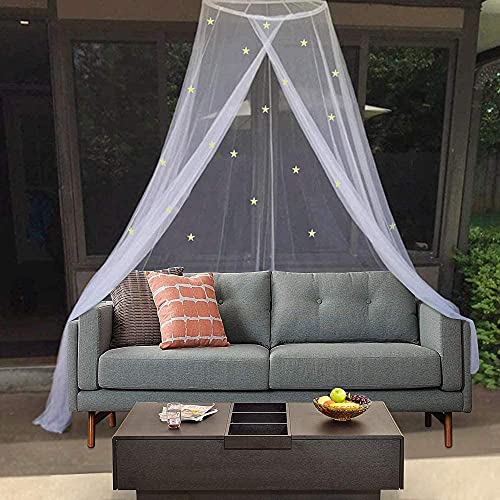 Sublaga Mosquito Net For Bed, Large White Bed Canopy For Girls, Hanging Bed Net, Easy Installation Ideal For Bedroom Decorative, Travel With Storage Bag (Star) #TOP5