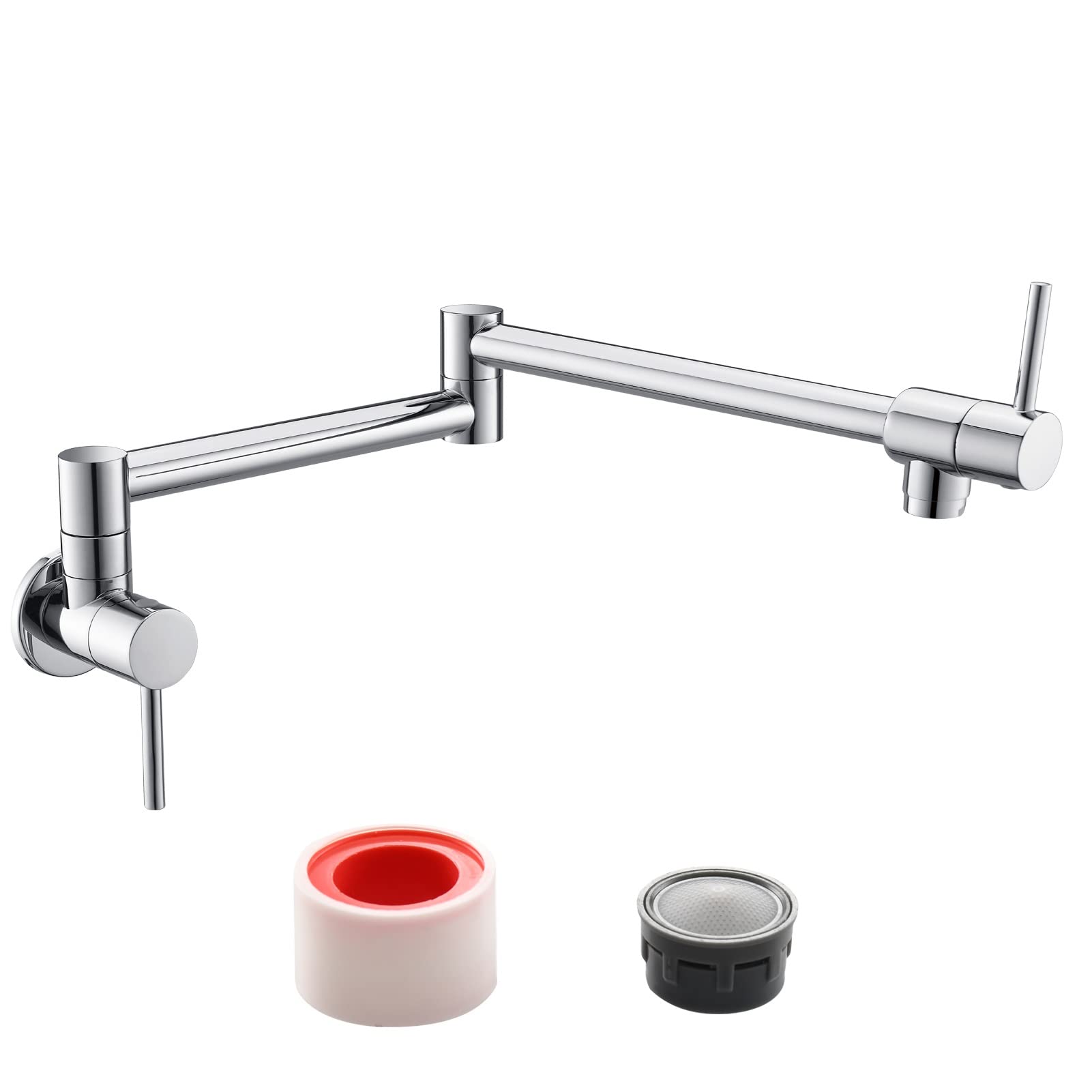 Grifo de llenado de ollas para pared de cocina con brazo plegable de acero