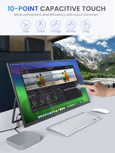 Image of UPERFECT Portable Monitor Touchscreen 2K QLED, 22 inch Gaming Monitor w /VESA & 180 Adjustable Stand, 2560x1440 QHD FreeSync HDR, 100% DCI-P3, USB-C HDMI Travel Second Monitor for Laptop, PC, Game Console