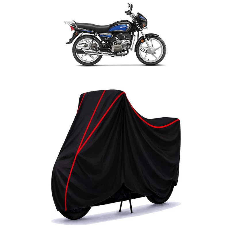 Image of Hero Splendor BS6 Water Resistant Bike Cover for All Motorcycles & Rain | Heavy Duty Taffeta Fabric | UV Protection, Dustproof, Scratchproof | All Weather Two Wheeler Body Cover with Elastic Bottom