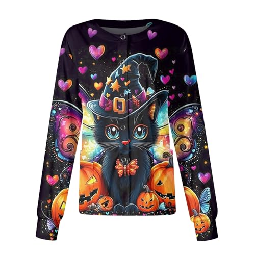 Printed Scrub Jackets for Woman Print Long Sleeve Plus Size Womens Scrubs for Women Nursing Jacket with Pockets