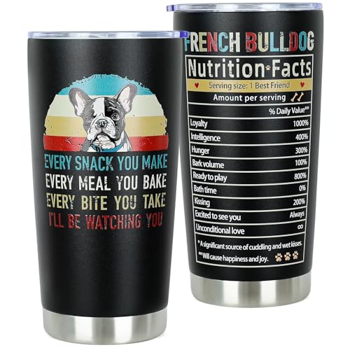 DECZHIYU Presentes de buldogue francês para mulheres - Presentes de aniversário de Natal para amantes de buldogue francês - Ideias de presente de dono de cães, mãe, pai, dono - Copo isolado de 590 ml