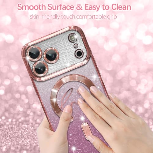 Image of ZIYE Magnetic Case Designed for iPhone 18 Pro Max Max Glitter Case -Pink