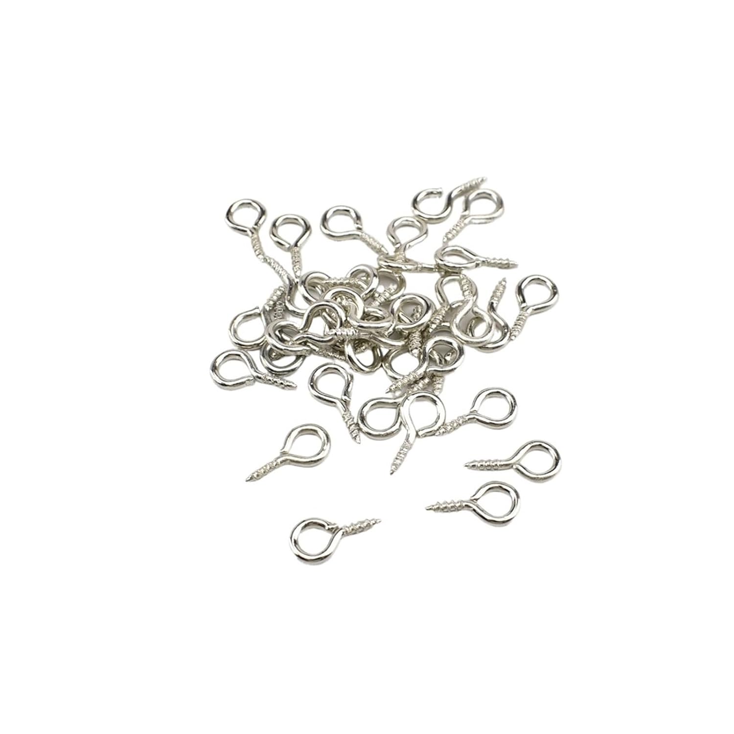 CHATROOM 100-200Pcs/lot 4-6mm Screw Eye Pins Bails Charms Pendant Thread Eye Hooks Clasps for Jewelry Making Supplies (Color : White K, Size : 6x13mm 100pcs)