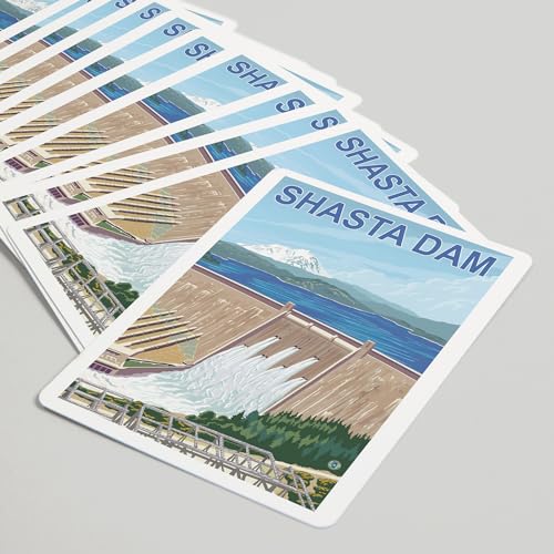 Lantern Press Shasta Dam California 52 naipes poker miniatura 5