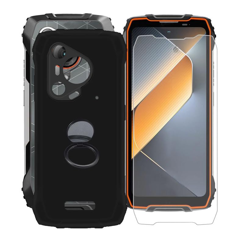 for Blackview BL7000 Case, with [ 1 x Tempered Glass Protective Film], Shockproof Soft Cover, [360° Rotation Ring Kickstand] Case for Blackview BL7000
