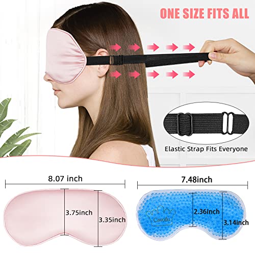 Cooling Eye Mask for Sleeping, Silk Sleep Mask w/Gel Eye Mask, Heated Eye Masks, Blindfold Eye Cover Women Sleeping Mask for Home, Office, Travel, Yoga, Medditation, Stocking Stuffers(Pink) - Image 6