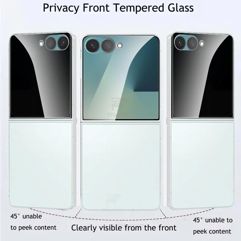 Image of WonRia Pack 1 - Privacy Tempered Glass Compatible with Samsung Galaxy Z Flip 8 Screen Guard Protector | Anti-Spy | Case Friendly - Installation Kit