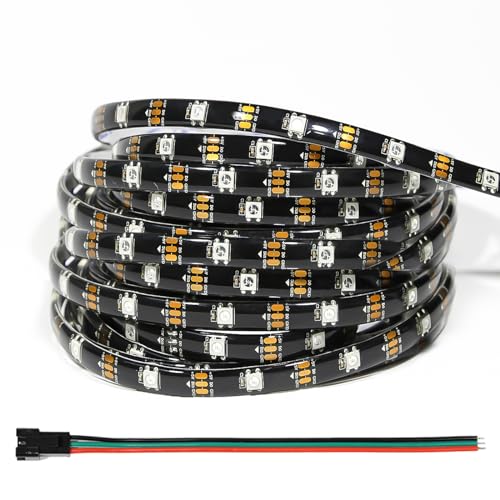 Image of WS2812B IC RGB 5050SMD Individually Addressable LED Strip Light 150LEDs 16.4FT 30LEDs /M Flexible Black FPCB Light, Full Color LED IP65 DC5V (Power Supply&Controller Not Included)