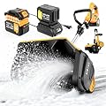 17-Inch Cordless Snow Shovel with Wheels, 9000mAh Brushless Electric Snow Blower Battery Powered, 26Ft Snow Thrower Distance&Adjustable Plate, Snow Removal for Driveway Deck Sidewalks