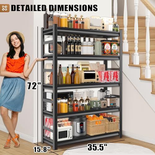 Bezuny WER-01 72 Inch H|36 Inch W All-Metal Garage Shelving Unit And Storage-Easy Assembly Shelves 5-Tier Rack thumb #2