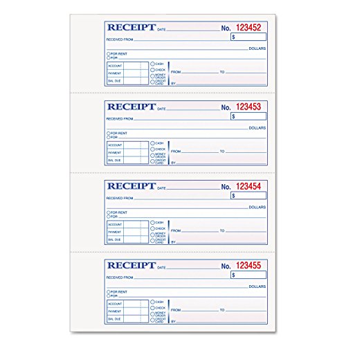 Tops 46806 Receipt Book,Carbonless,2-Part,2-3/4-Inch x7-1/4-Inch,200/BK,WE/CA