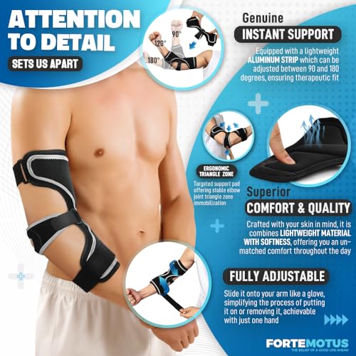 Elbow Brace for Cubital Tunnel Syndrome and Tendonitis, Prevent Excessive Bending, Arm Extension Protect, Medium Size, Black