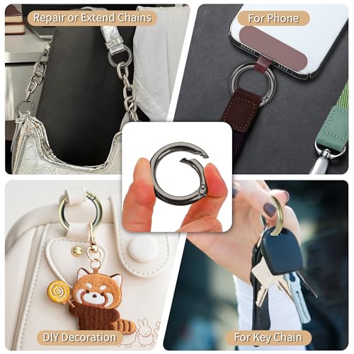 Image of Gkeygo Key Ring Clip, 1 Inch Keychain Rings, 8 Pack Round Carabiner Clip for Keys, Buckle, Bags, Purses - Key Chain Hooks Replacement Keychains Lanyard DIY Crafts - Black, Bronze
