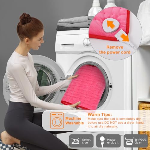 Image of Deepsoon Heating Pad,Electric Heating Pads for Back,Neck,Moist Heating Pad for Abdomen Shoulder Knee Legs,Dry /Moist Heat&Auto Shut Off,Mother's Day Birthday for Men and Women,Fuchsia,24x12 Inch