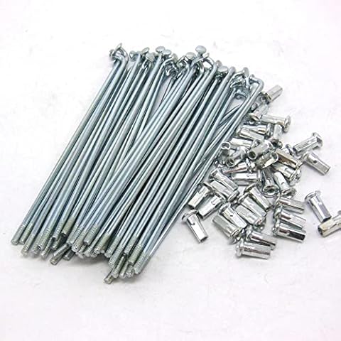 BIKECO 10G Electric Bicycle Spokes Silver Carbon Steel 3.0 mm Diameter E-Bike Motorcycle Spokes with 12 mm Nipples 45-220 mm Bicycle Spoke for E-Bike Motorcycle (155 mm) Cover