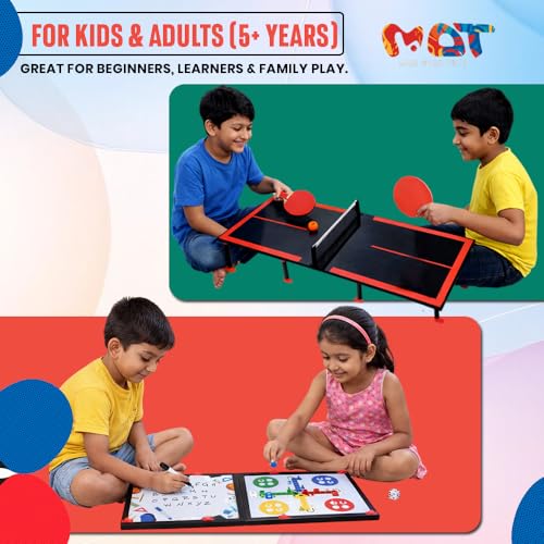 Image of Mad Over Toys3-in-1 Ping Pong Big |96cm Table Tennis Trainer, Ludo & White Board |Indoor Tabletop Game for Family|Fun Learning & Educational Writing Board|Best Toy Gift Game for Kids 3+ Year & Adults