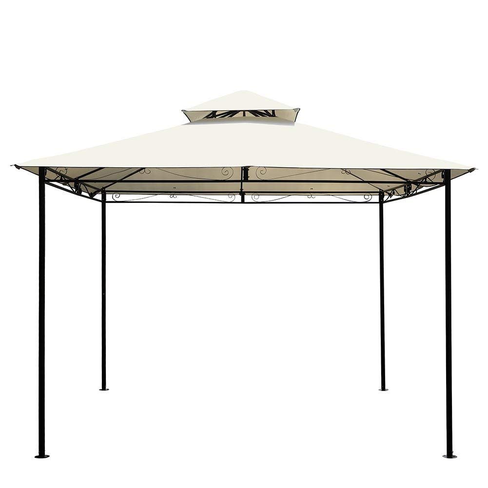 Bakaji Gazebo 3x3 mt Struttura Tubolare Acciaio Inox Antipioggia Impermeabile Antivento Beige