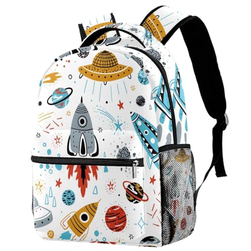 Sac à dos d'école espace multicolore pour ados et enfants 40cm