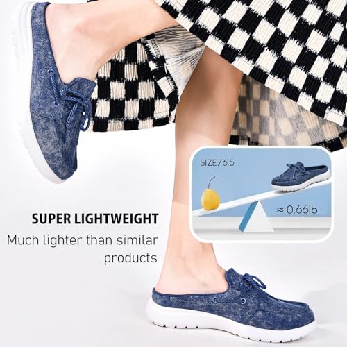 Buyrew Mules for Women Slip on Shoes Comfortable Knit Canvas Walking Flats with Arch Support Breathable Clogs House Slippers4
