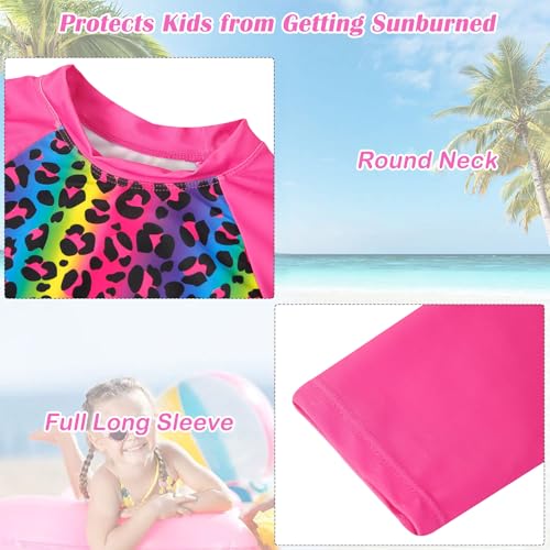 Image of TUONROAD Girls 2 Pieces Rash Guard Swimsuit Long Sleeve Tankini for 4-10 Years