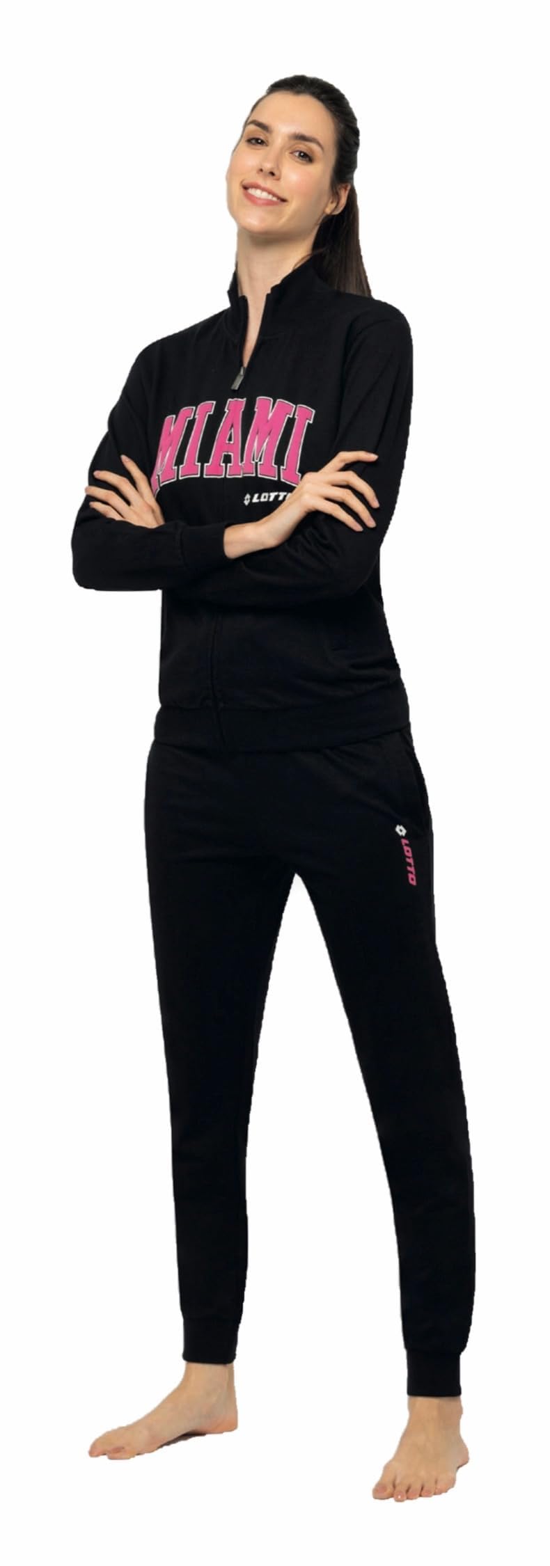 LOTTO Tuta Donna in Felpa Estiva - Tuta Donna Completa - Sportiva - Leggera Morbida per il tuo massimo comfort (5010 NERO, L)