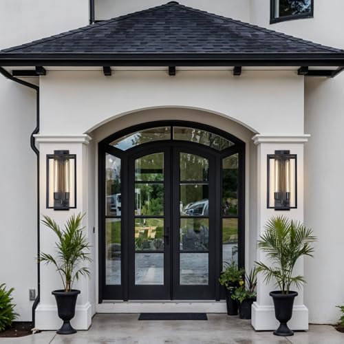 Image of 21 inch Outdoor Wall Lights, Black Exterior Sconce, Waterproof Porch Light