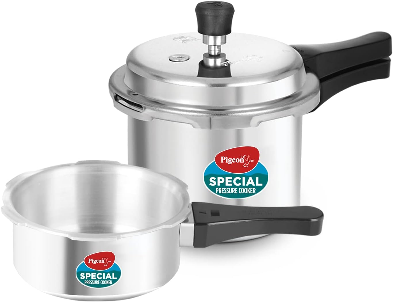 by Stovekraft 12708 Aluminium Pressure Cooker Combo, Outer Lid, Without Induction Base (2 litre and 3 litre, Silver)