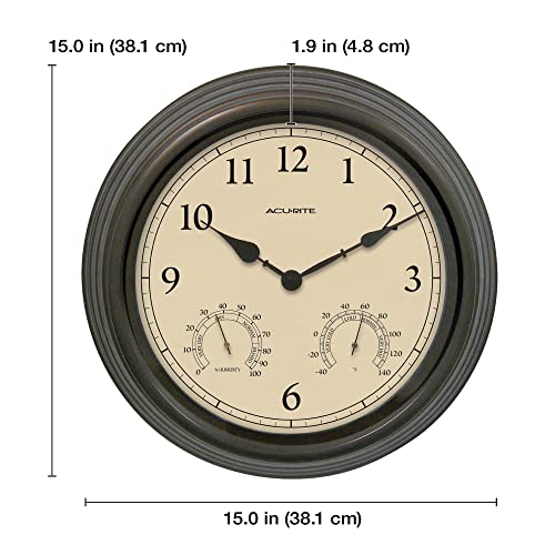 Acurite 01063 15-Inch Combo Clock With Thermometer And Hygrometer, Copper Patina #TOP2