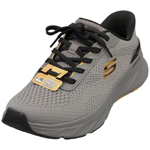 Skechers Herren Edgeride Erlson Slip-InTurnschuhe, Charcoal Knit/Yellow Pu, 45 EU – Ansicht 1