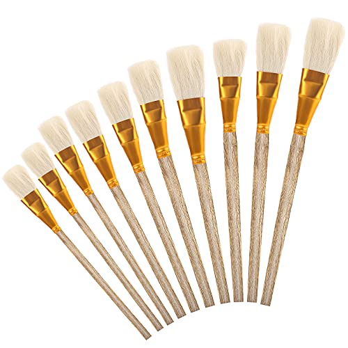 10 Pieces Gold Paint Brush Gilding Brush Gold Leaf Paint Brush Metallic Foil Flakes Paint Brush For Gold Foil, Goat Hair Brush Wax Brush For Edible Gold Leaf Gold Flakes Leaf Sheets #TOP20