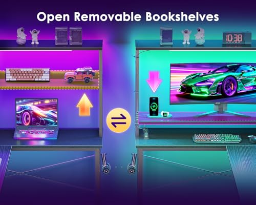 MOTPK L Shaped Gaming Desk 53-inch Black thumbnail 6